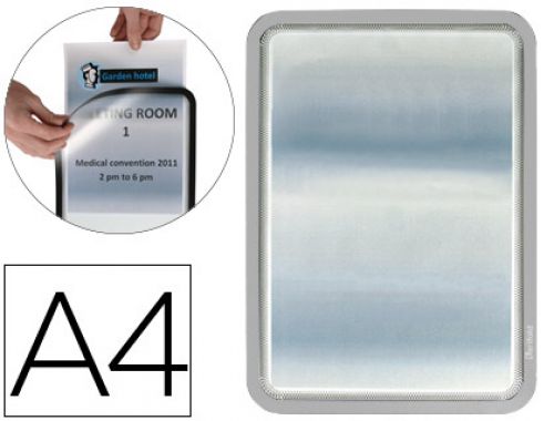 Moldura porta-anuncio adesiva com fecho magnetico tarifold din a4 em pvc cor prata pack de 2 unidades , Tarifold , 76177 , 3377991949500